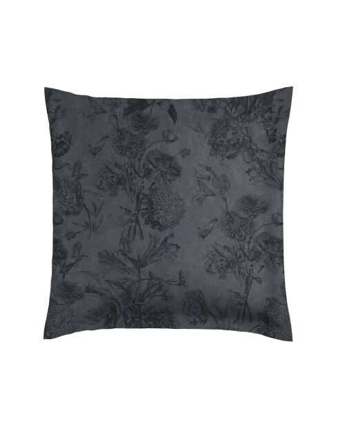 Set de 2 taies d'oreiller en satin de coton Toile Fleurie gris foncé - 63x63 cm