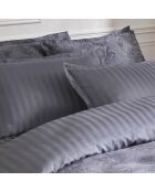 Set de 2 taies d'oreiller en satin de coton Toile Fleurie gris foncé - 63x63 cm