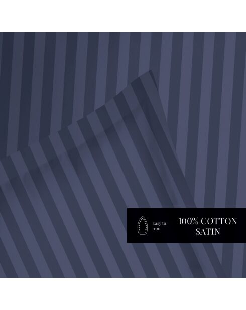 Lakenset Mini katoensatijn gestreept geweven Dobby Jacquard blauw 11 - 150x200 cm