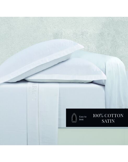 Ensemble de draps Maxi taie carrée satin de coton Uni 1 baratta blanc 01