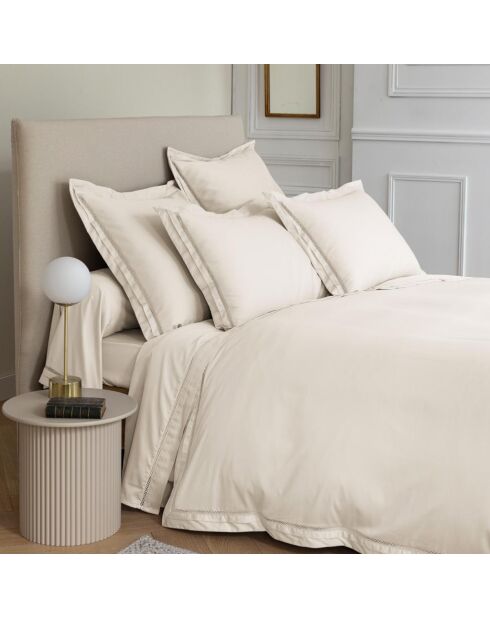 Drap housse en satin brodé Dolly ivoire