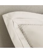 Drap housse en satin brodé Dolly ivoire