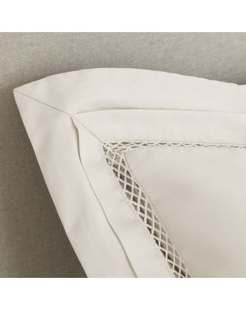 Drap housse en satin brodé Dolly ivoire