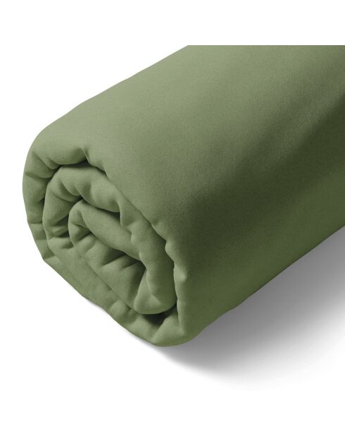 Sábana bajera ajustable de satén de algodón verde floral 11