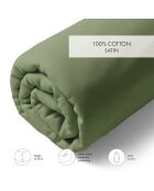 Sábana bajera ajustable de satén de algodón verde floral 11