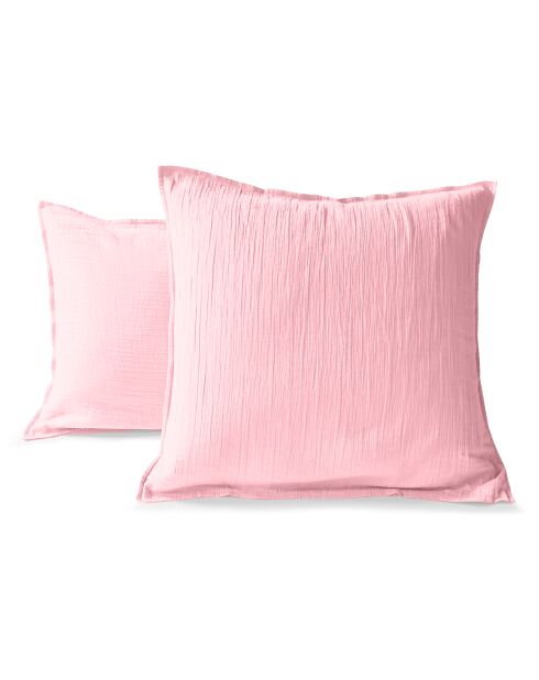 Taie d'oreiller rectangle en gaze de coton rose - 50x70cm