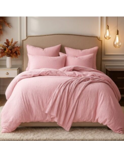 Taie d'oreiller rectangle en gaze de coton rose - 50x70cm