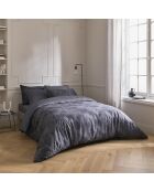 Set de 2 taies d'oreiller en satin de coton Toile Fleurie gris foncé - 50x70 cm