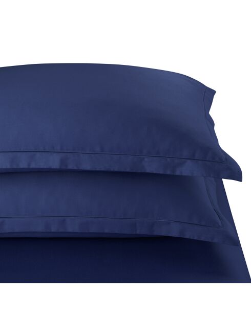 Lot de 2 taies d'oreiller satin de coton Uni 1 baratta bleu 06