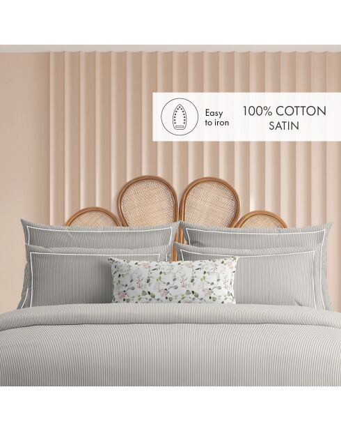 Set de 2 taies d'oreiller en coton percale Nantes taupe - 2x(50x70 cm)