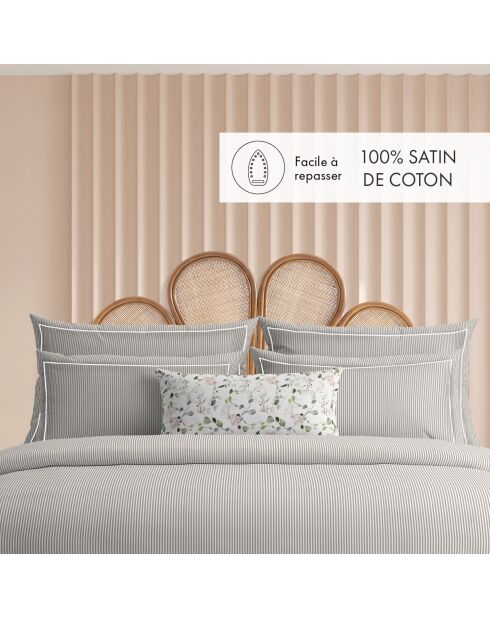 Set de 2 taies d'oreiller en coton percale Nantes taupe - 2x(50x70 cm)