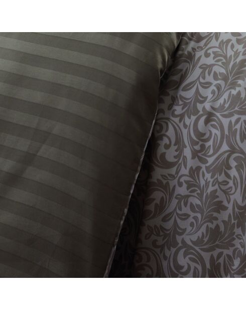 Set de 2 taies d'oreiller en satin de coton Damask Floralia taupe - 50x70 cm