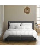 Set de 2 taies d'oreiller en satin de coton Grands Carreaux blanc - 2x(50x70 cm)