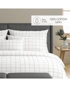 Set de 2 taies d'oreiller en satin de coton Grands Carreaux blanc - 2x(50x70 cm)