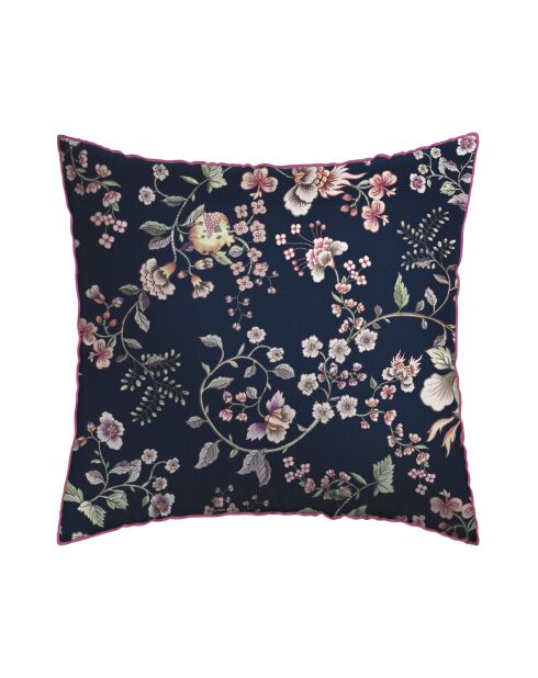 Set de 2 taies d'oreiller en satin de coton Murmure floral bleu foncé/rose - 2x(63x63 cm)