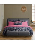 Set aus 2 Kissenbezügen aus Baumwollsatin Murmur Floral dunkelblau/rosa - 2 Stück (63x63 cm)
