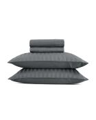Ensemble de draps satin de coton rayure tissé dobby Jacquard gris 02 - 180x200 cm
