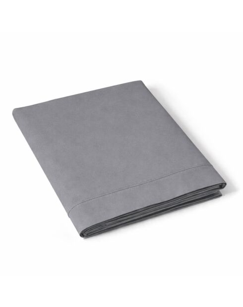 Drap plat en percale de coton uni grise