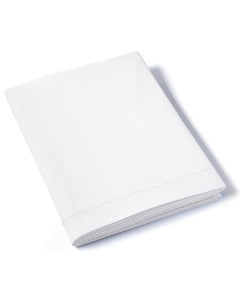 Drap plat en percale de coton uni blanc