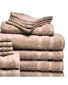 Wave taupe badlinnen van gekamd katoen, complete set - 4x (50x100 cm) + 4x (70x140 cm) + 4x (15x21 cm) + 4x (30 cm)