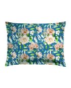 Set aus 2 Kissenbezügen aus Baumwollsatin Jardin de Fleurs blau - 50x70 cm