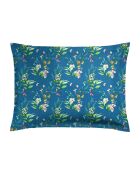 Set aus 2 Kissenbezügen aus Baumwollsatin Jardin de Fleurs blau - 50x70 cm