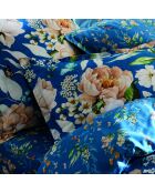 Set aus 2 Kissenbezügen aus Baumwollsatin Jardin de Fleurs blau - 50x70 cm