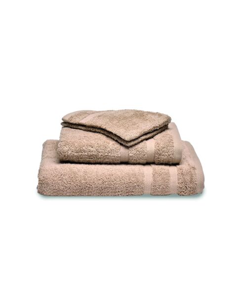 Set completo di biancheria da bagno in cotone pettinato color tortora Vague - 50x100 cm + 70x140 cm + 2x (15x21 cm)