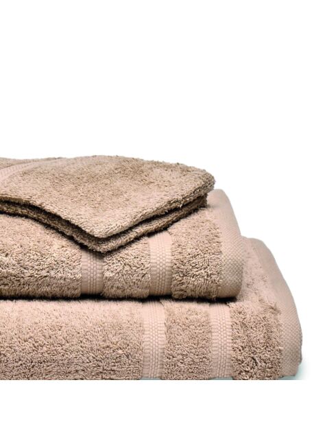 Set completo di biancheria da bagno in cotone pettinato color tortora Vague - 50x100 cm + 70x140 cm + 2x (15x21 cm)