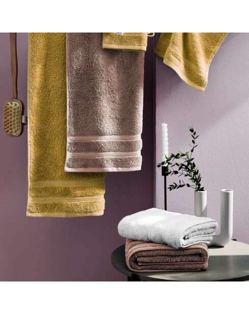 Set completo di biancheria da bagno in cotone pettinato color tortora Vague - 50x100 cm + 70x140 cm + 2x (15x21 cm)