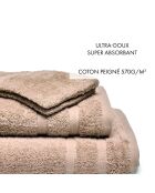 Set completo di biancheria da bagno in cotone pettinato color tortora Vague - 50x100 cm + 70x140 cm + 2x (15x21 cm)