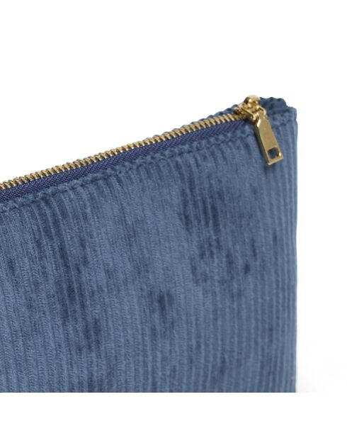 Pochette plate velours côtelé bleue - 20x12 cm