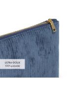 Pochette plate velours côtelé bleue - 20x12 cm