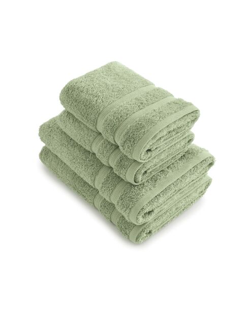 Set van 2 handdoeken en 2 badlakens amandelgroen - 2x (50x100 cm) + 2x (70x140 cm)