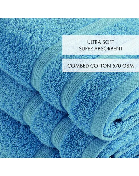 Set de 2 serviettes et 2 draps de bain bleu ciel - 2x(50x100 cm) + 2x(70x140 cm)