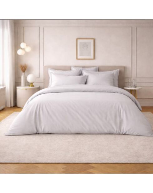 Taie d'oreiller carrée en percale de coton uni platinium - 65x65cm