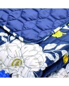 XL beddensprei van katoensatijn Donkerblauwe bloemennacht - 220x250 cm