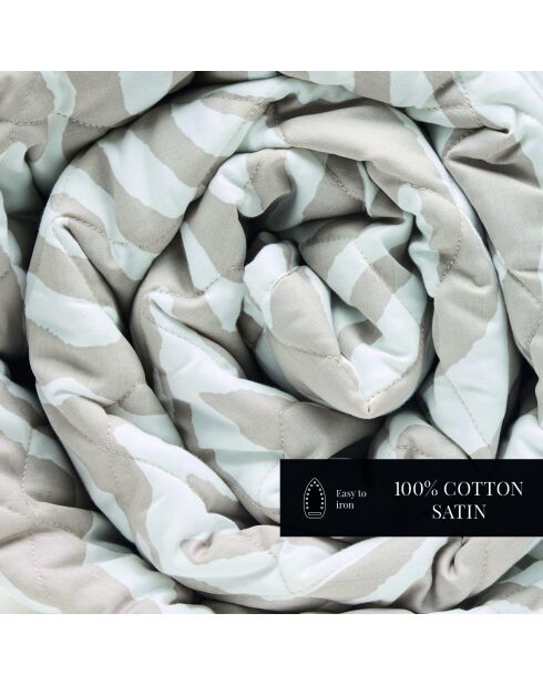 Couvre-lit satin de coton Evasion zébrée taupe - 220x250 cm