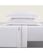 Bel set di maxi lenzuola quadrate in raso di cotone tortora/bianco