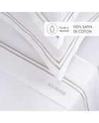 Bel set di maxi lenzuola quadrate in raso di cotone tortora/bianco