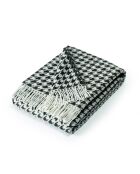 Zwart/wit geweven plaid van zacht katoen Pied de Poule - 130x170 cm