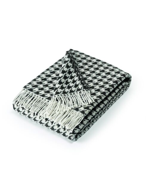 Zwart/wit geweven plaid van zacht katoen Pied de Poule - 130x170 cm