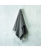 Zwart/wit geweven plaid van zacht katoen Pied de Poule - 130x170 cm