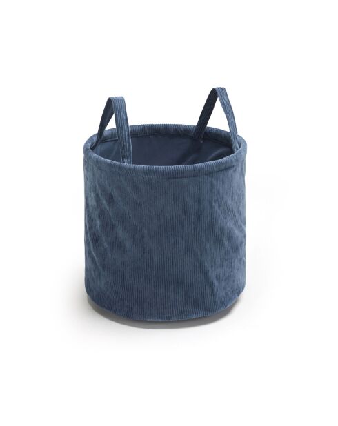 Panier de rangement velours côtelé bleu - 31x31 cm