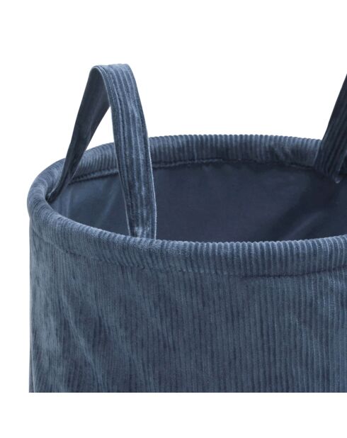 Panier de rangement velours côtelé bleu - 31x31 cm