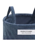 Panier de rangement velours côtelé bleu - 31x31 cm