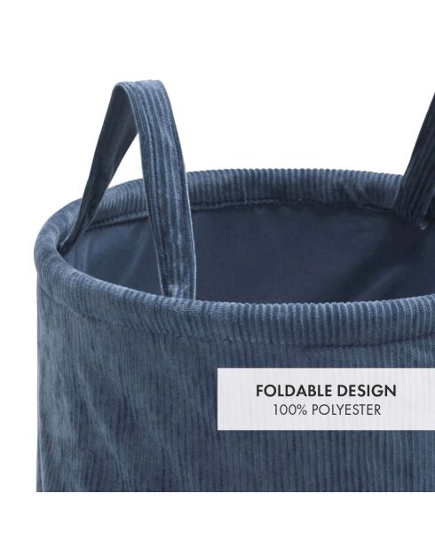 Panier de rangement velours côtelé bleu - 31x31 cm
