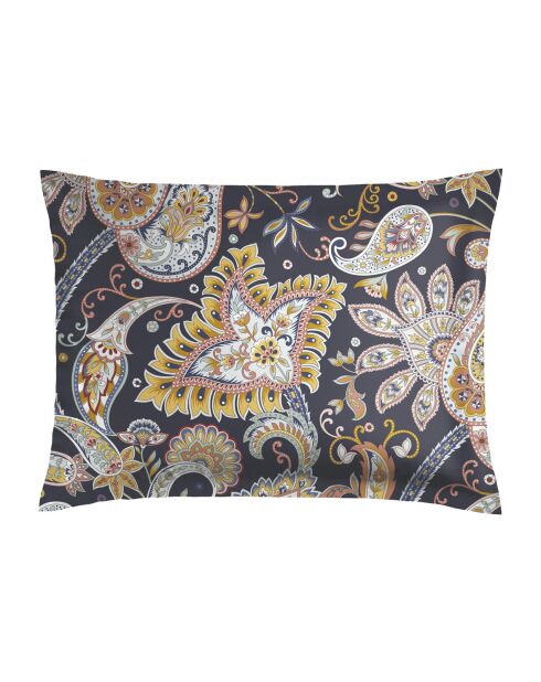 2er-Set Boteh Kissenbezüge aus Baumwollsatin dunkelblau/gold - 2x (50x70 cm)