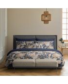 Set van 2 Boteh katoenen satijnen kussenslopen donkerblauw/goud - 2x (50x70 cm)
