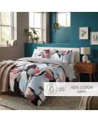 Funda de almohada de satén de algodón con poesía floral azul claro, 2 unidades (63 x 63 cm)